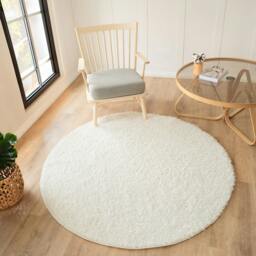 Rackhams Moda Shag-Solid Color Cream Plush Soft Pile Rug - 120 x 120 cm - thumbnail 1