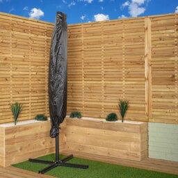 Rackhams 3m Cantilever Parasol in Black with Crank Handle for Patio Garden Banana Parasol with UV Protection Outdoor Umbrella Sun Shade - thumbnail 4