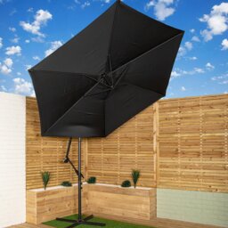 Rackhams 3m Cantilever Parasol in Black with Crank Handle for Patio Garden Banana Parasol with UV Protection Outdoor Umbrella Sun Shade - thumbnail 5