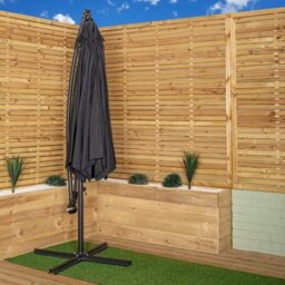 Rackhams 3m Cantilever Parasol in Black with Crank Handle for Patio Garden Banana Parasol with UV Protection Outdoor Umbrella Sun Shade - thumbnail 3