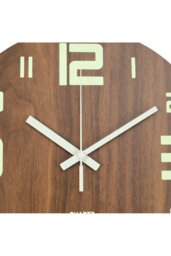 Rackhams 12-Inch Modern Luminous Wood Silent Wall Clock - Brown - thumbnail 4