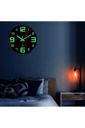 Rackhams 12-Inch Modern Luminous Wood Silent Wall Clock - Brown - thumbnail 2