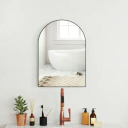 Rackhams Arch Bathroom Mirror, Wall Mirror with Steel Frame, 50 x 70cm, Black - 50 x 70cm
