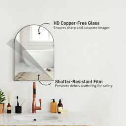 Rackhams Arch Bathroom Mirror, Wall Mirror with Steel Frame, 50 x 70cm, Black - 50 x 70cm - thumbnail 5