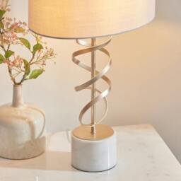 Rackhams Briar Gold And White Marble Table Lamp - thumbnail 3