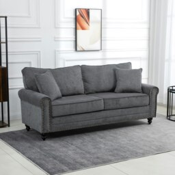 Rackhams Fabric Sofa 3 Seater Sofa for Living Room w/ Throw Pillow - thumbnail 2