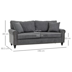 Rackhams Fabric Sofa 3 Seater Sofa for Living Room w/ Throw Pillow - thumbnail 4