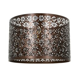 Rackhams Marrakech Designed Matt Bronze Metal Pendant Light Shade with Floral Decoration - thumbnail 2