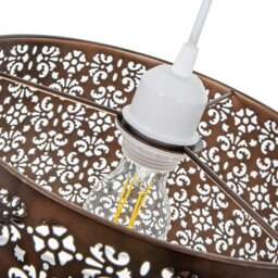 Rackhams Marrakech Designed Matt Bronze Metal Pendant Light Shade with Floral Decoration - thumbnail 5