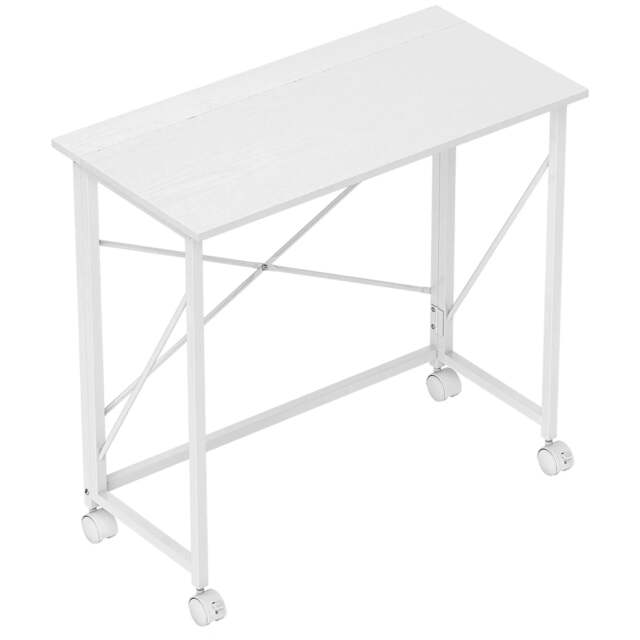 Rackhams 80 cm Folding Desk on Wheels - White