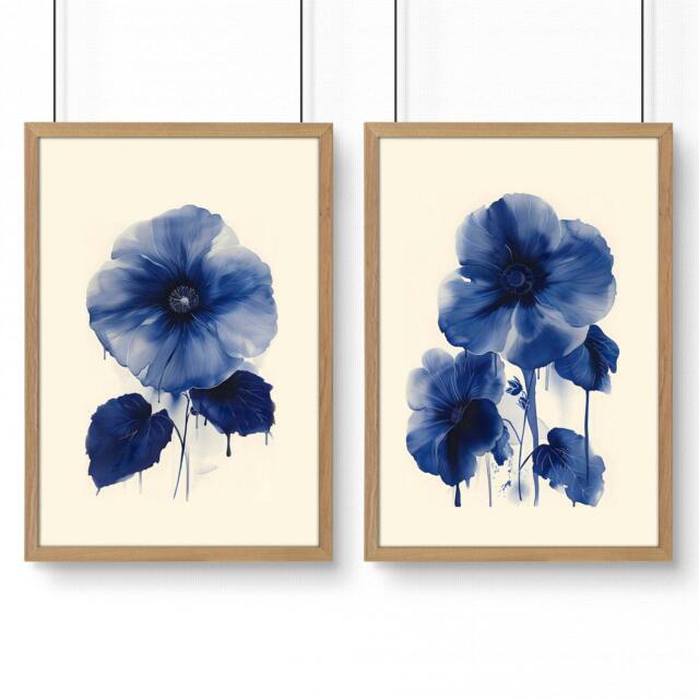 Rackhams Wall Art For Hallways - Set of 2 Botanical Wall art Prints - 20 x 30 in / 50 x 76 cm - Matte Museum Quality Art Paper 290 gsm - Oak Frame - image 1