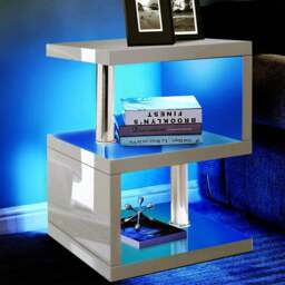 Rackhams Burnham High Gloss Side Table with LED Lighting - White Marble - thumbnail 5