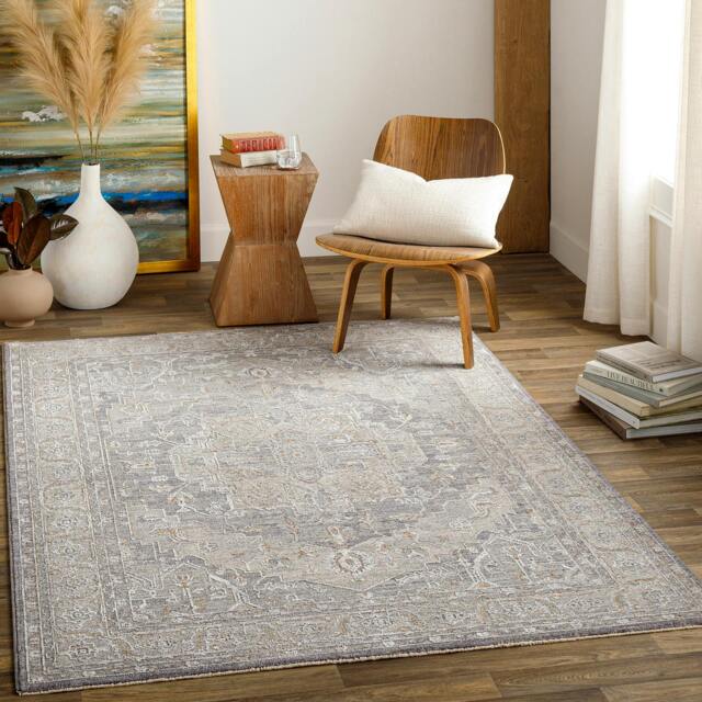 Rackhams Avant Garde-Vintage Grey Blue Beige Traditional Boho Fringe Rug - 200 x 290 cm - image 1