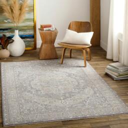 Rackhams Avant Garde-Vintage Grey Blue Beige Traditional Boho Fringe Rug - 200 x 290 cm