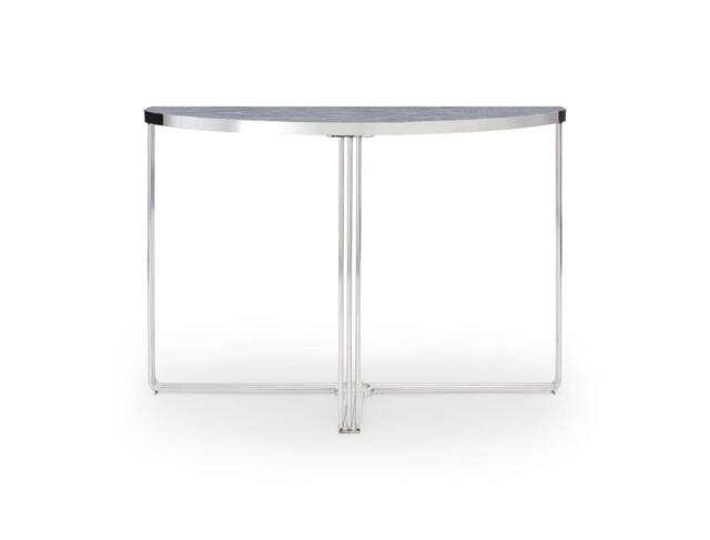Rackhams Finn Demi Lune Console Tables - Polished Stainless Steel - Dark Wood Laminate - image 1