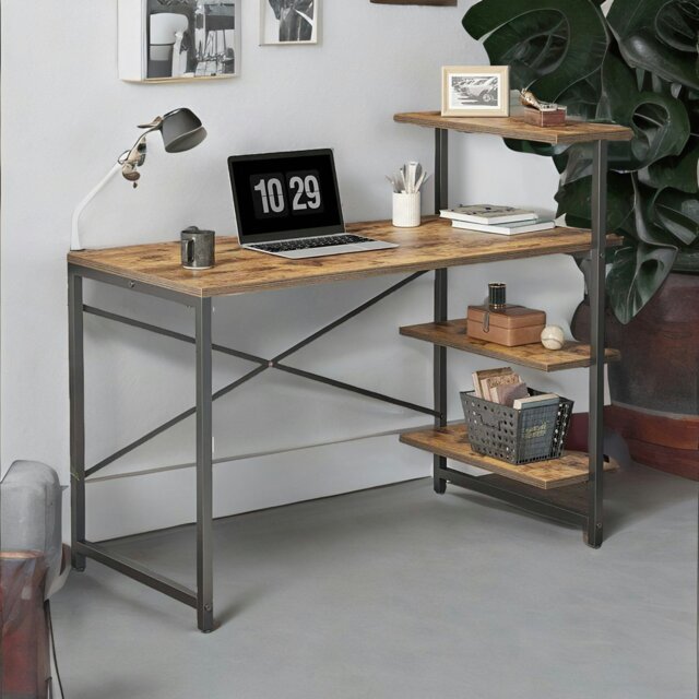 Rackhams Industrial 4 Tier Writing Desk With Steel Frame - image 1