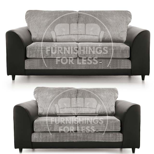 Rackhams Luca Mixed Fabric Sofa Suite - Full Back - Black and Grey - image 1