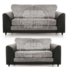Rackhams Luca Mixed Fabric Sofa Suite - Full Back - Black and Grey - thumbnail 1