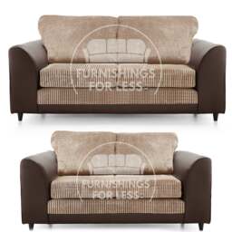 Rackhams Luca Mixed Fabric Sofa Suite - Full Back - Black and Grey - thumbnail 4