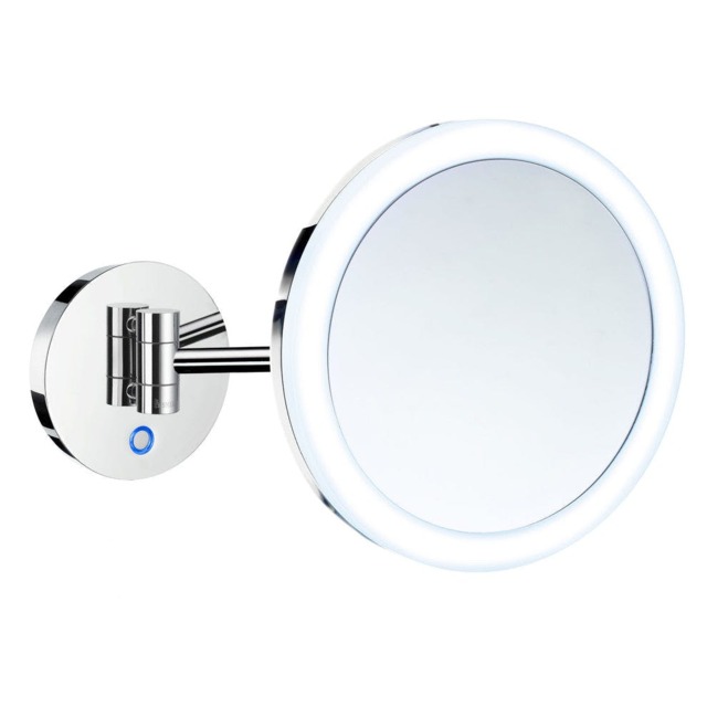 Rackhams Polished Chrome LED Dual Light Mirror - Wall Mounted Extendable Swing Arm 5x Magnification Battery Operated Bathroom Makeup or Shaving - image 1