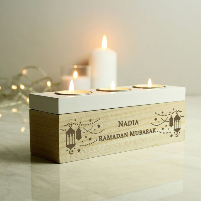 Rackhams Personalised Eid and Ramadan Triple Tea Light Box - image 1