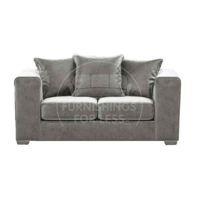 Rackhams Ella Plush Velvet Fabric 2 Seater Sofa - Grey - image 1