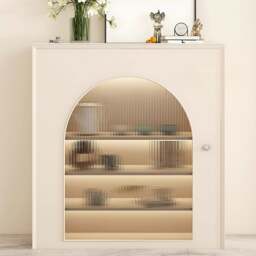 Rackhams Amanda Slim Sideboard With Glass Door, Black - White - NO LED Lights - thumbnail 6