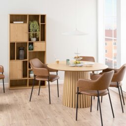 Rackhams Christo Round Dining Table in Oak - Brown - No - Brown - thumbnail 2