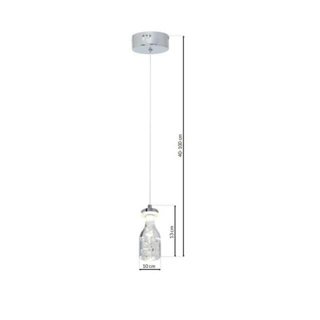 Rackhams Bottle LED Pendant Light Glass And Chrome Ultra Low Energy - image 1