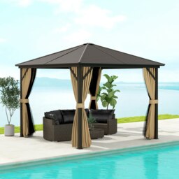 Rackhams 3x3(m) Hardtop Gazebo Outdoor Shelter with Aluminium Frame - thumbnail 3