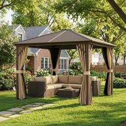 Rackhams 3x3(m) Hardtop Gazebo Outdoor Shelter with Aluminium Frame