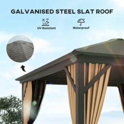 Rackhams 3x3(m) Hardtop Gazebo Outdoor Shelter with Aluminium Frame - thumbnail 4