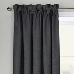 Rackhams Westwood Dimout Pencil Pleat Curtains - 117cm x 137cm - Black - thumbnail 1