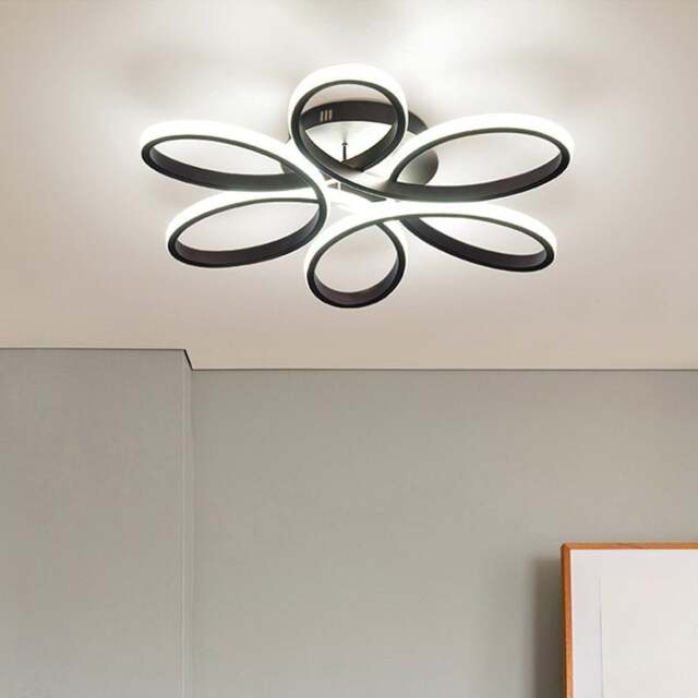 Rackhams Black Frame Modern Dimmable/White LED Chandelier Ceiling Light - Non-dimmable - 58 cm - image 1