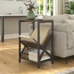 Rackhams Narrow Side Table, End Table with 3-Tier Storage for Living Room - Oak - 40W x 30D cm - Particle board, steel