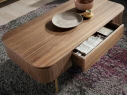 Rackhams Rectangular Coffee Table in Walnut and Gold Polished Steel 2108 - thumbnail 5