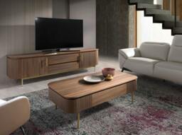 Rackhams Rectangular Coffee Table in Walnut and Gold Polished Steel 2108 - thumbnail 6