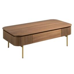 Rackhams Rectangular Coffee Table in Walnut and Gold Polished Steel 2108 - thumbnail 1