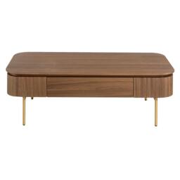 Rackhams Rectangular Coffee Table in Walnut and Gold Polished Steel 2108 - thumbnail 2