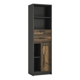 Rackhams Brooklyn Bookcase in Walnut and Dark Matera Grey - Walnut and Dark Matera Grey - Wood - 1
