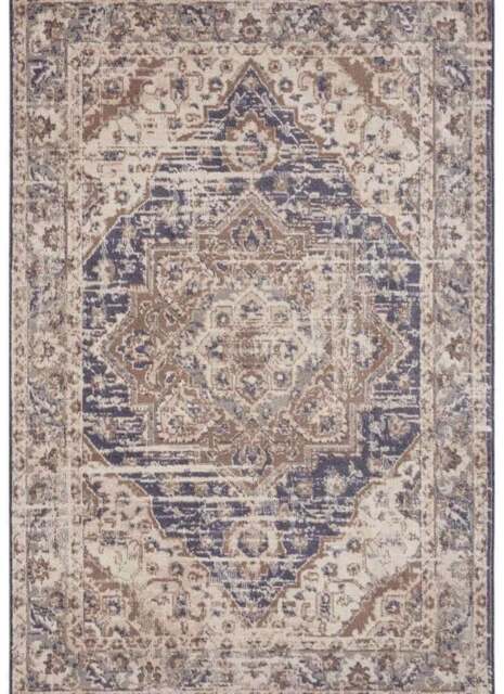 Rackhams Terrain Designer Shortpile Cream Blue Rug - 240X340 cm - image 1