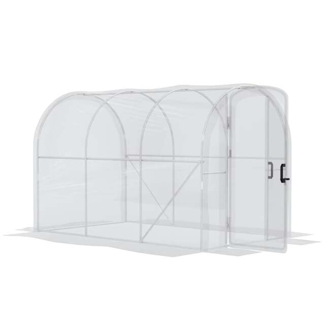 Rackhams Polytunnel Greenhouse Walk-in Grow House with PE Cover, Door and Galvanised Steel Frame, 3 x 2 x 2m, Clear - image 1