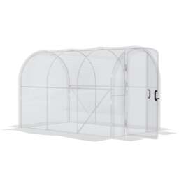 Rackhams Polytunnel Greenhouse Walk-in Grow House with PE Cover, Door and Galvanised Steel Frame, 3 x 2 x 2m, Clear - thumbnail 1