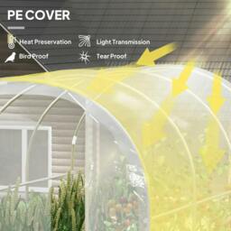 Rackhams Polytunnel Greenhouse Walk-in Grow House with PE Cover, Door and Galvanised Steel Frame, 3 x 2 x 2m, Clear - thumbnail 4