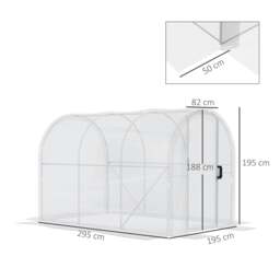 Rackhams Polytunnel Greenhouse Walk-in Grow House with PE Cover, Door and Galvanised Steel Frame, 3 x 2 x 2m, Clear - thumbnail 3