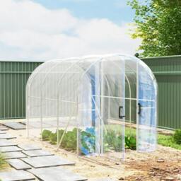 Rackhams Polytunnel Greenhouse Walk-in Grow House with PE Cover, Door and Galvanised Steel Frame, 3 x 2 x 2m, Clear - thumbnail 2