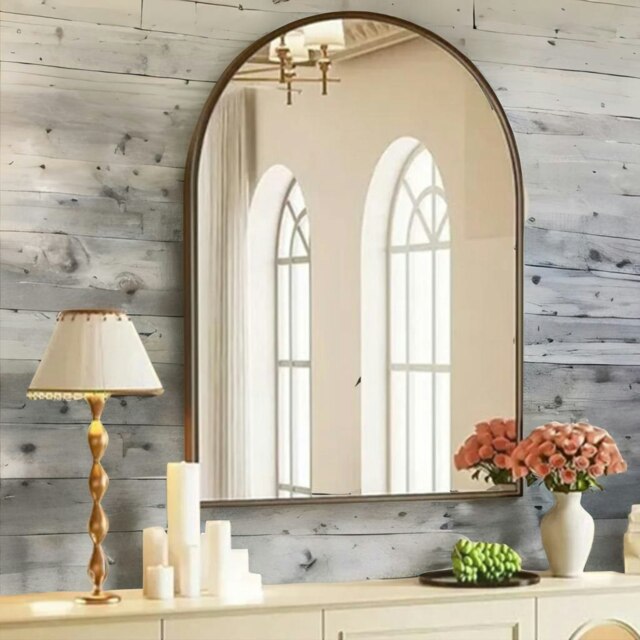 Rackhams Large Arched Aluminium Wall Mirror Black - image 1