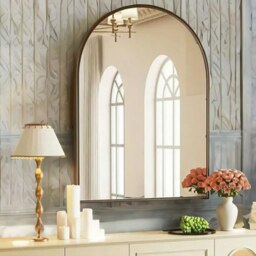 Rackhams Large Arched Aluminium Wall Mirror Black - thumbnail 2