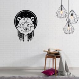 Rackhams Modern Metal Wall Art Bear Theme Home Ornament Decorative Minimalist Design Hanging Wall Sculpture, Black - Metal - Black - thumbnail 2