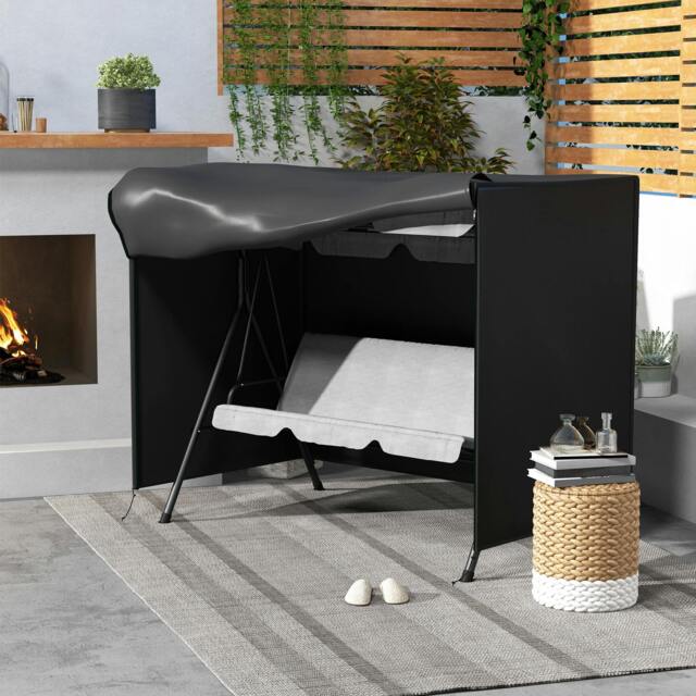 Rackhams Garden Furniture Protector Patio Swing Chair Cover Black - 1 - 205L x 124D x 164Hcm - Outdoor Swing Cover - image 1